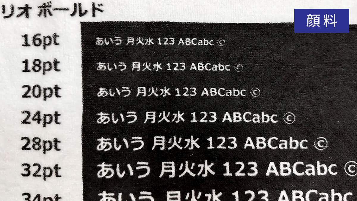 プリントサンプル：顔料インクでタオルにシルクスクリーンプリントした場合